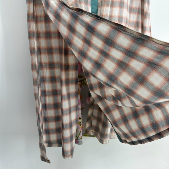 Anthropologie Plaid and Floral Maxi Dress - Black, White, Blue, Multicolor - Picture 7 of 12